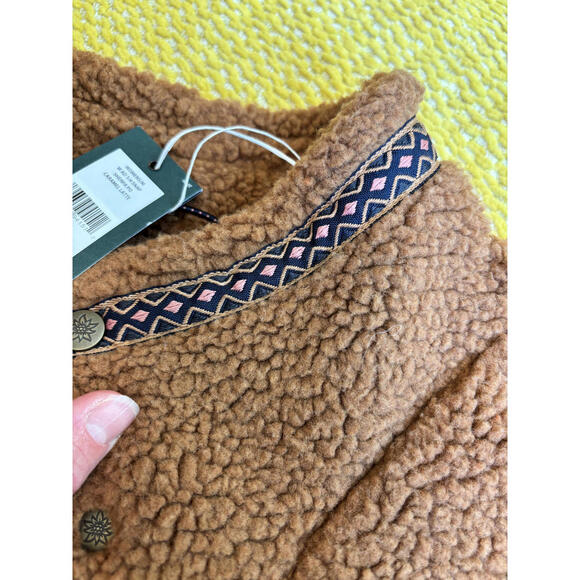 Alpine Design Women's Brown Fleece Pullover Jacket with Snap Buttons Size Medium - Picture 4 of 8